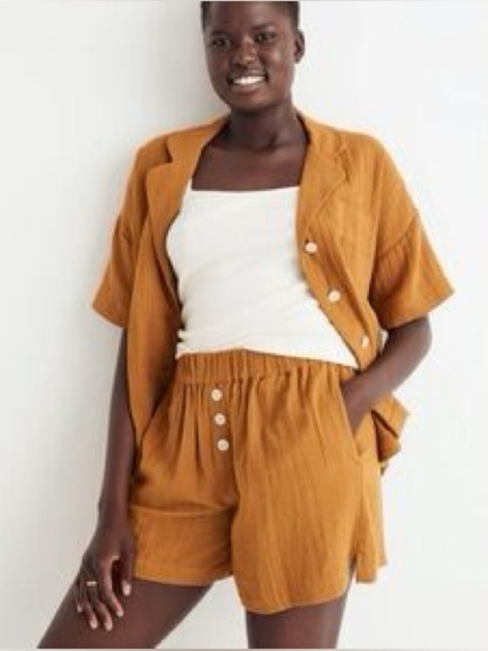Madewell Soft Gauzy Cotton Gold Mustard Lounge Set Size L